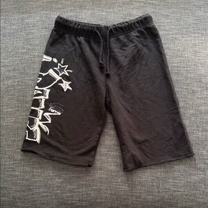 Kids Black Graphic Shorts